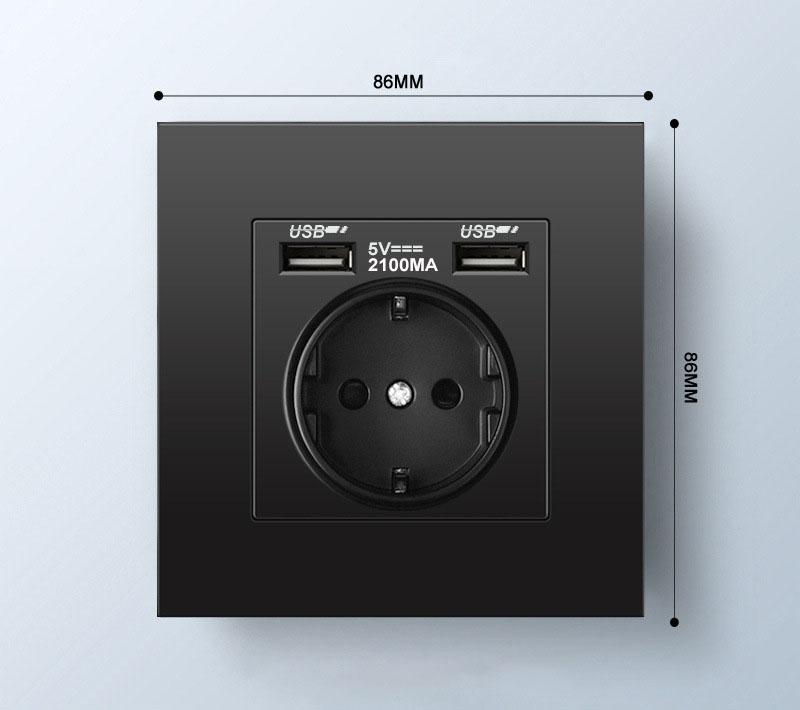 EU Standard Electrical Wall Charger Adapter Charging Wall Germany Plug Socket Power Outlets,16A,PC Panel,Bedroom Socket