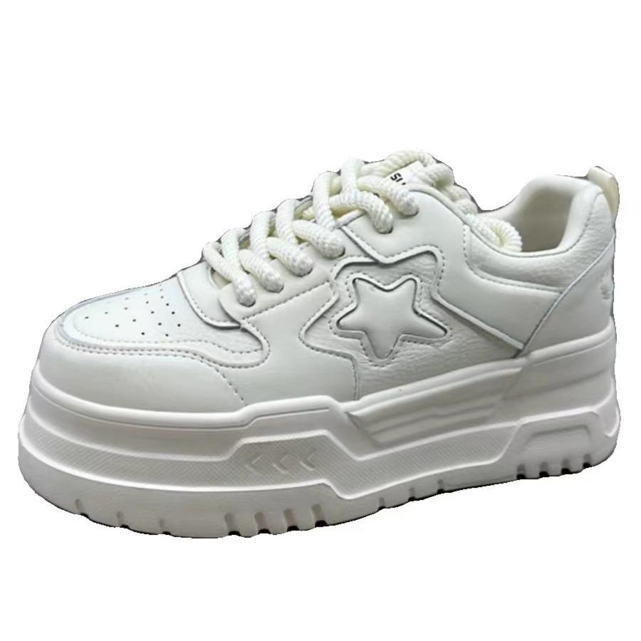 Туфли на толстой подошве, увеличивающие рост, кожаные белые туфли, детские весенне-летние новые кроссовки для отдыха на платформе