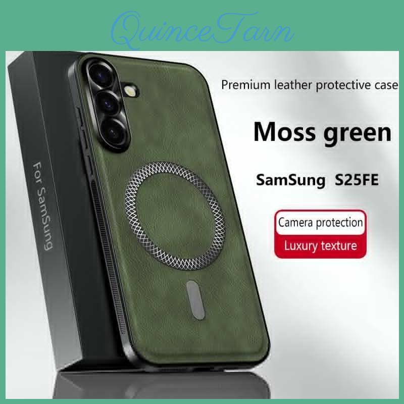 Galaxy For Fe S25 Samsung Case Magnetic Elegant Leather Wearresistant Lens Fully Covered Nonslip Grip Edge Cover Shell