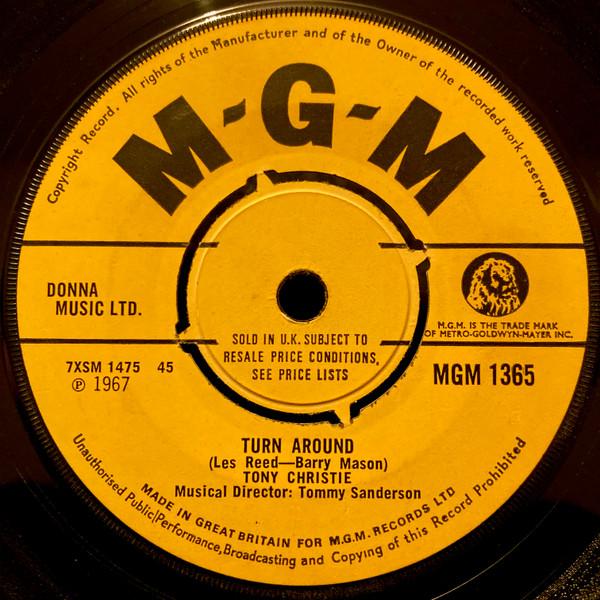 7-дюймовая пластинка ТОНИ КРИСТИ - Развернись MGM1365 MGM Records 1967 Великобритания Поп Б/У