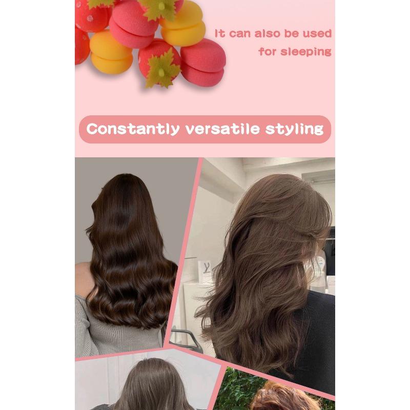 6PCS Lazy Sleeping Curly Hair Sponge Ball Hair Curl, Strawberry Type Does Not Hurt Soft Hair Curler