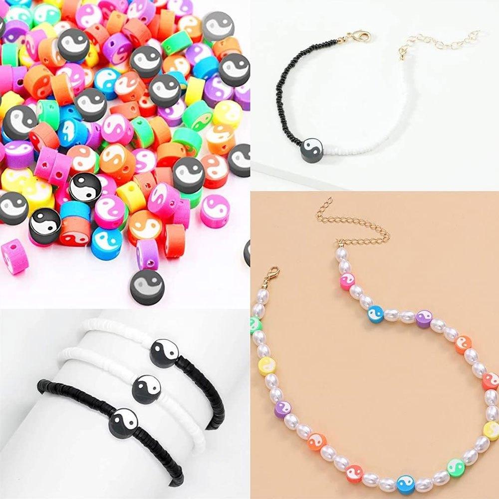 50/100/200 шт. глиняные бусины красочные Инь-Ян полимерная глина разделительные бусины для женщин изготовление ювелирных изделий своими руками браслет ожерелье