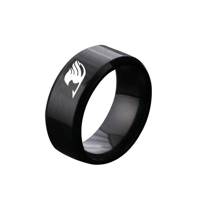 Bxzyrt Japanese Anime Fairy Tail Rings Tattoo Badge Enamel Cartoon Stainless Steel Ring Fashion Cosplay Jewelry for Women Men