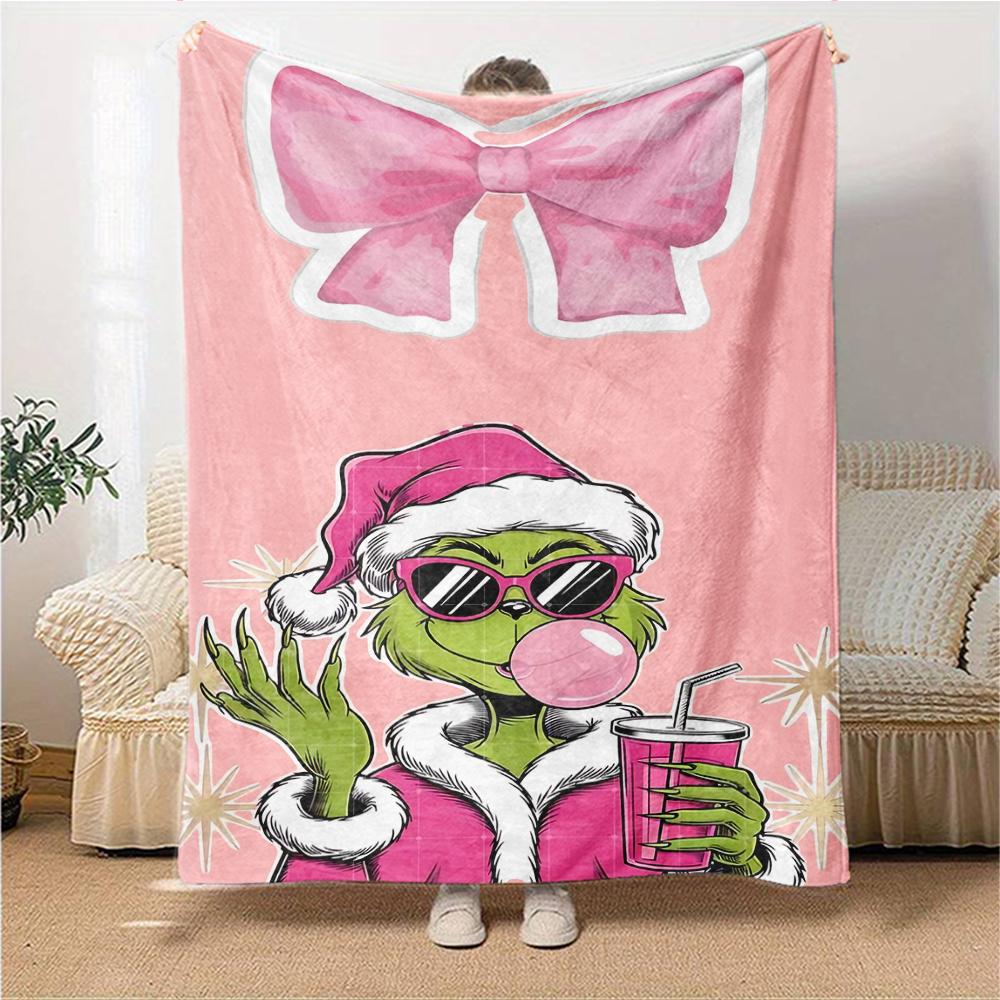 Grinch Christmas Celebration Blanket Soft Throw Blanket For Home Bedroom Bed Sofa Travel Office Solid Christmas Blanket