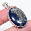 Natural Sodalite Gemstone 925 Sterling Silver Jewelry Pendant 1.77" Q1k40