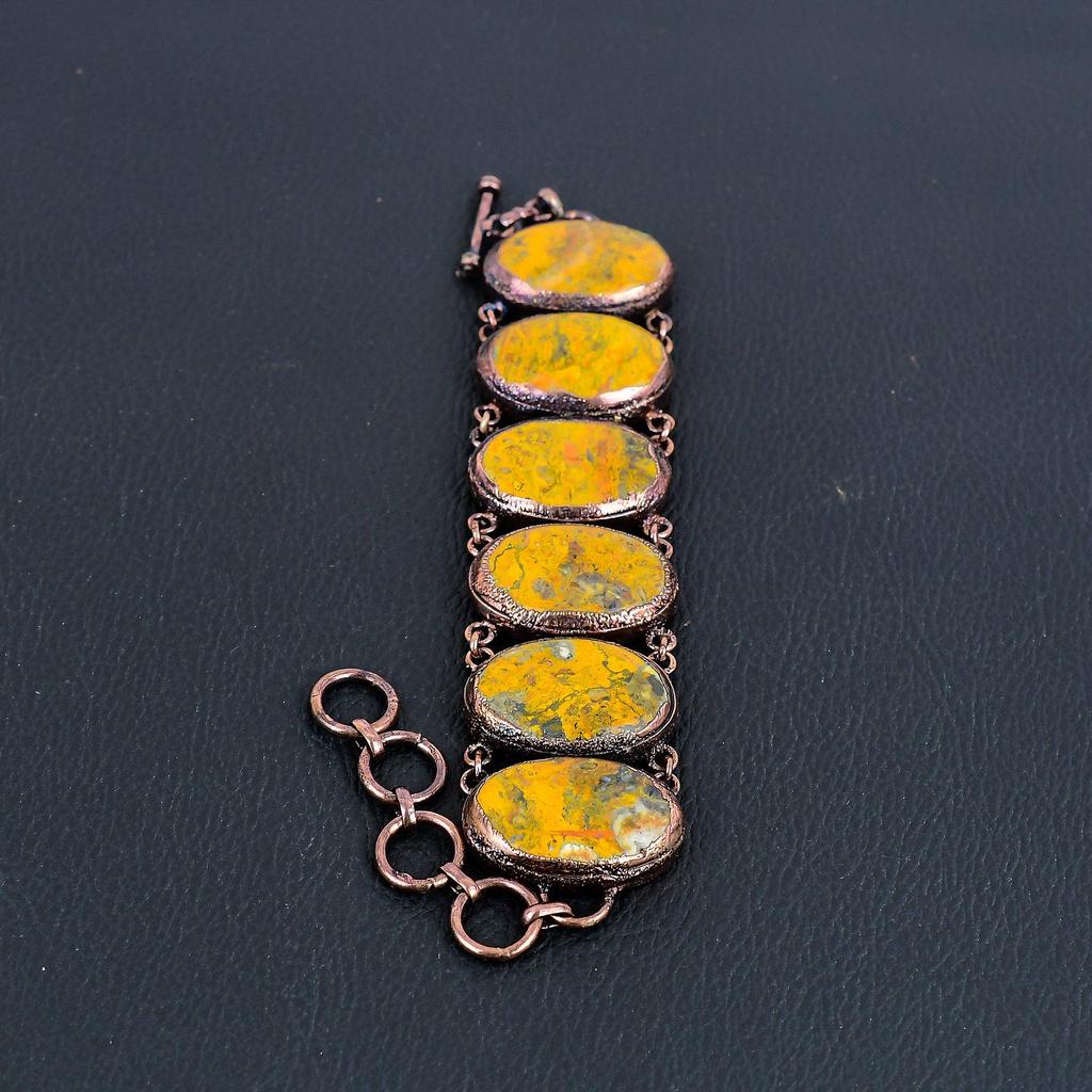 Bumble Bee Bracelet Copper Electroformed Gemstone Jewelry, Handmade Bracelet For Thanksgiving