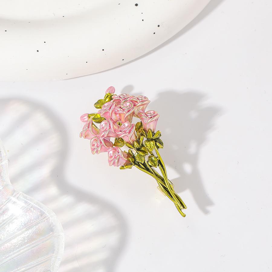 Брошь-букет из 3D розовых роз: Свежая пасторальная эмалевая брошь для женщин