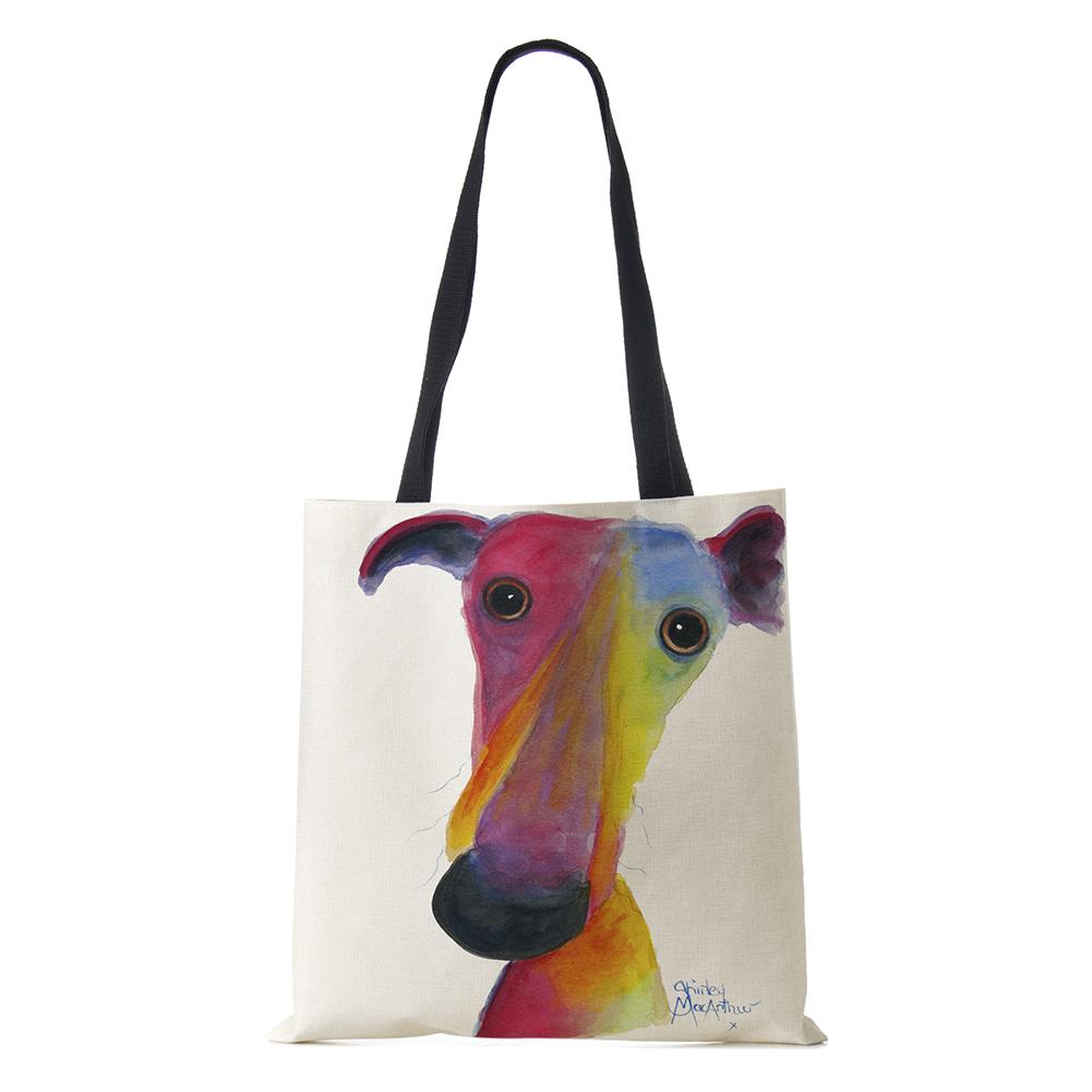 Женская сумка Холщовые сумки с принтом собаки Повседневные дорожные пляжные подарочные сумки KTY