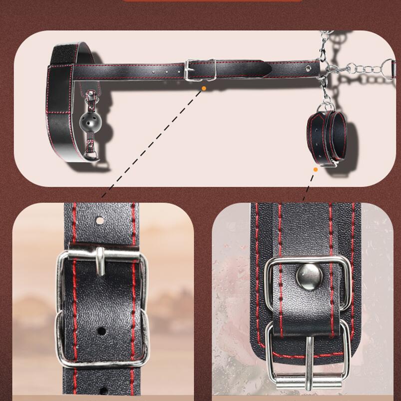 VaHppy Набор секс-игрушек, анальные крючки, кляп для рта, наручники, ПУ SM, БДСМ, бондаж, анальные пробки, удерживающая шею, задняя рука