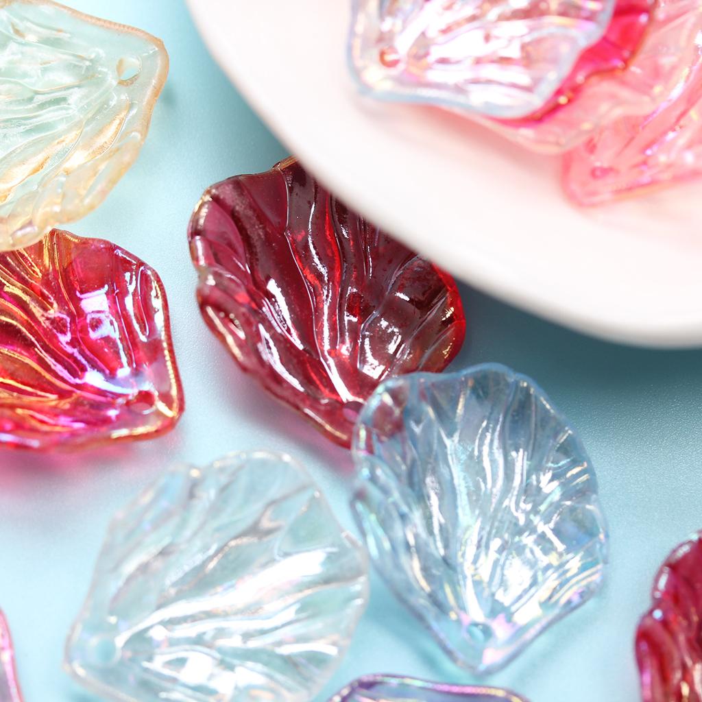 Acrylic for Jewelry Making 40pcs AB Colorful Cabbage Leaf Petal Beads Fashion Handmade Material with Holes