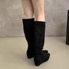 Высокие замшевые сапоги на скрытой платформе, осень-зима 2025, новая корейская версия, ретро, модные, нишевые, тонкие сапоги