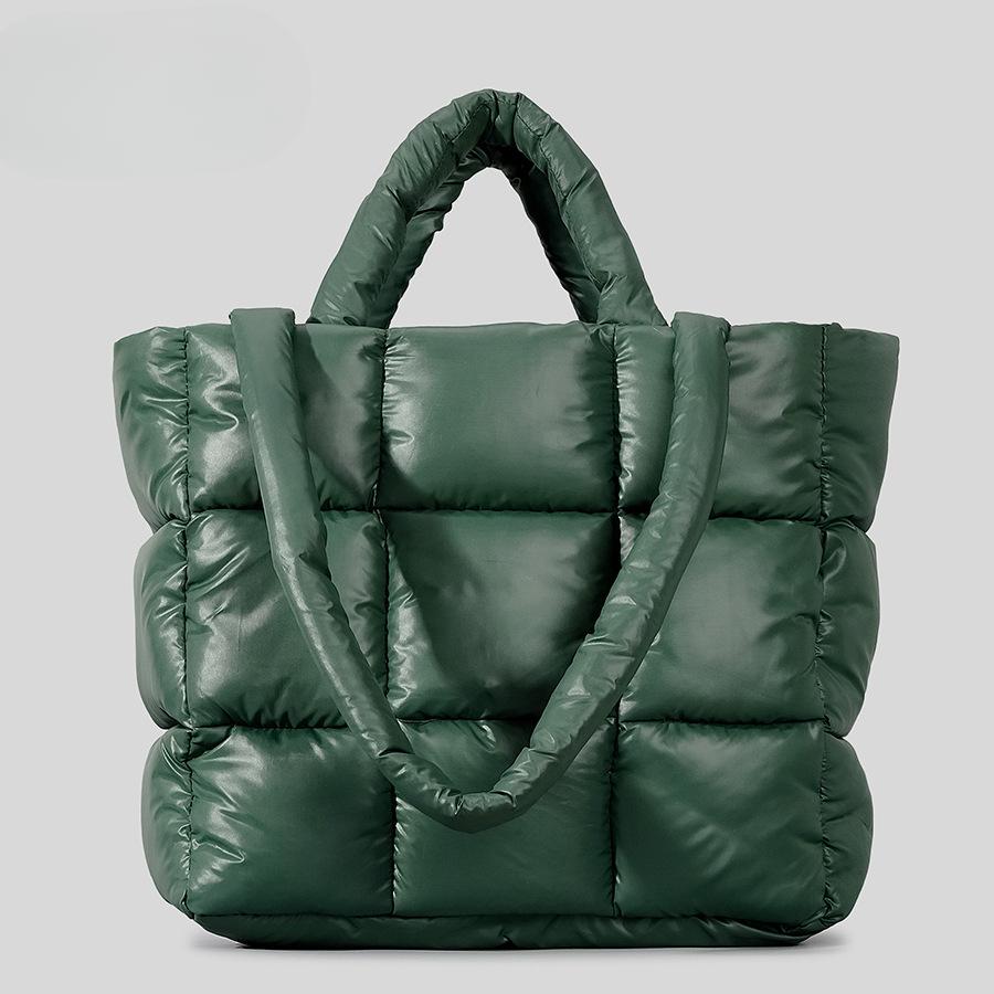 Square Tote Bag Women's Winter Soft Puff Shoulder Nylon Large Capacity Cloudy Bag