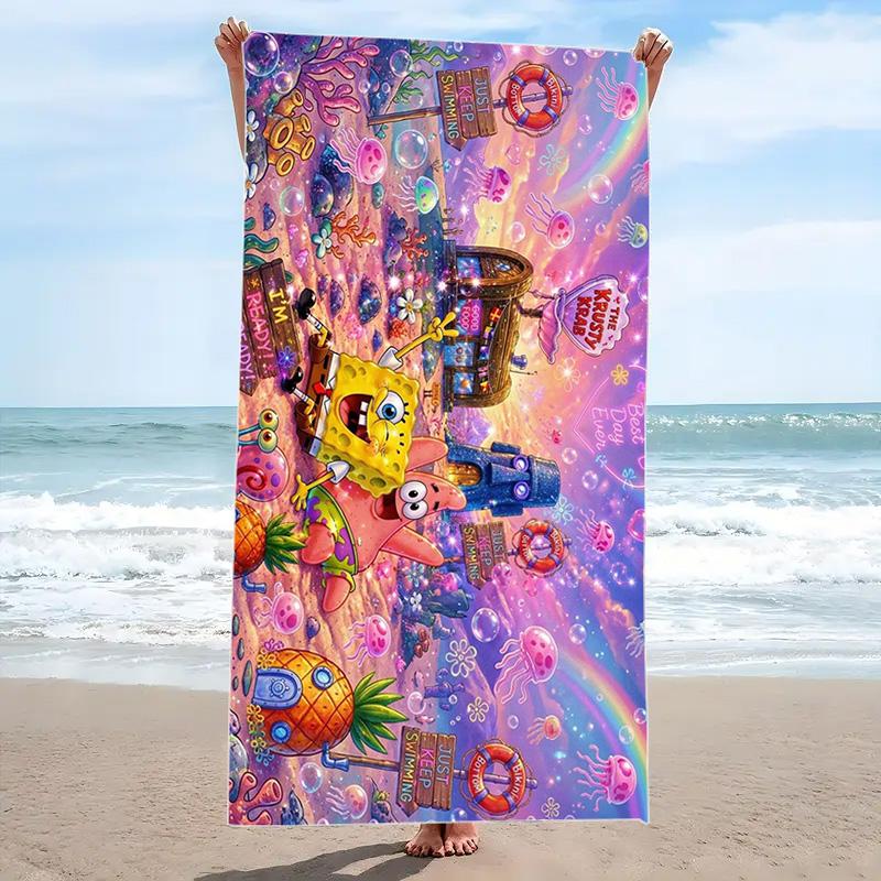 Bob esponja Print Beach Towel, Large Soft Quick Dry Towel for Beach Camping Swimming
