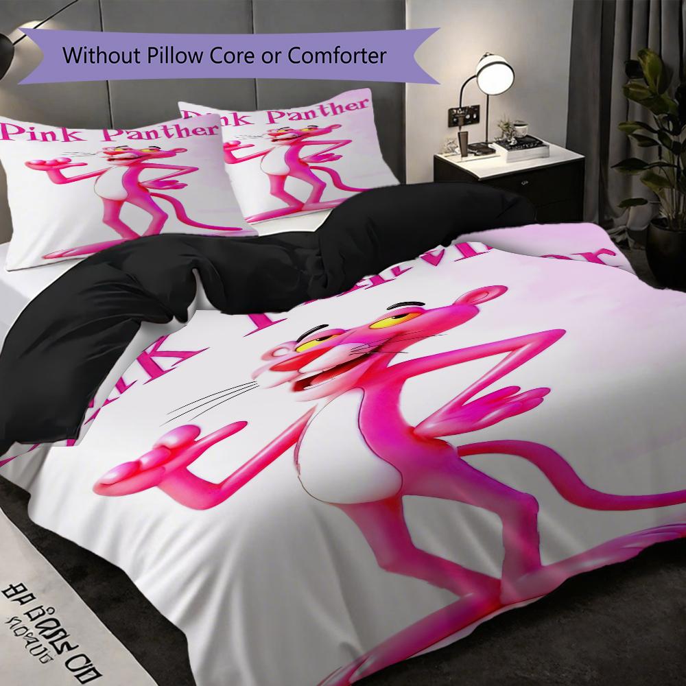 Pink Panther Cartoon Threepiece Set Without Core 1 Duvet Cover 2 Pillowcase Without Core Duvet Cover And Pillowcase Soft And Comfortable