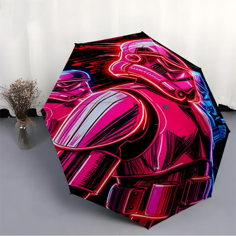 1 шт. Автоматический складной зонт Дарт Вейдер - Компактная конструкция с 8 спицами, Прочный пластик и железо, Для повседневного использования F104025