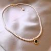 High-End Emerald Glass Pearl Choker Necklace for Women - Light Luxury & Elegant Clavicle Chain