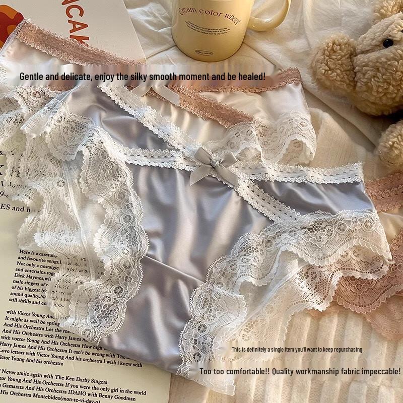 LANGSHA Кружевные и атласные дышащие трусы, 4 шт.
