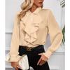 Women's Loose Casual Solid Color Ruffle Edge Shirt Long Sleeved Shirt Fashionable Shirt