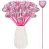 50 Pcs Valentine's Day Sparkly Foam Hearts Stems Glitter Foam Hearts Picks Wooden Glitter Heart Puffy Heart Picks for Valentine Flower Arrangements