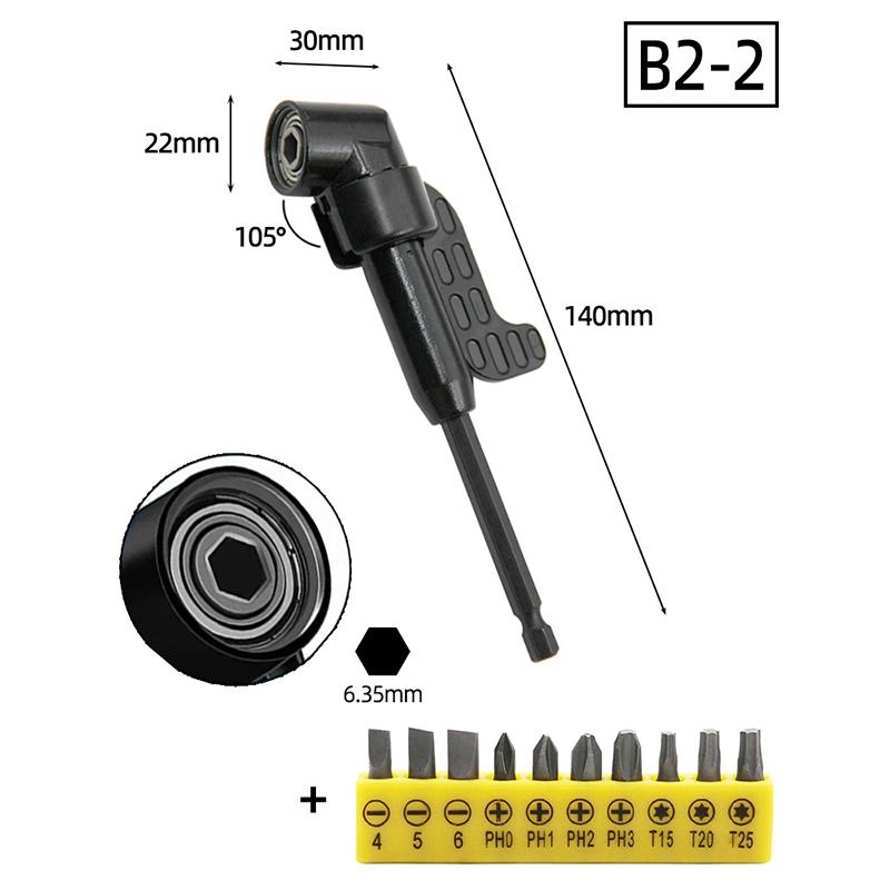 Переходник-головка с углом 105 градусов 1/4 дюйма Удлинитель Шестигранная насадка для дрели Регулируемый держатель для отвертки Шлицевой Phillips Электроинструменты Ручные инструменты