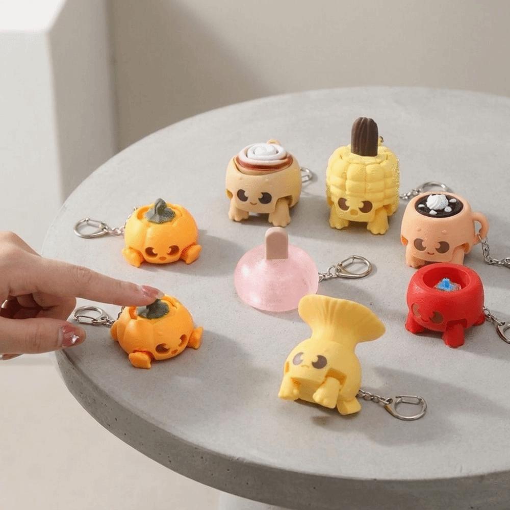 Simulation Cartoon Fidget Keychain 3D Printed Button Press Click Keyring Backpack Pendant