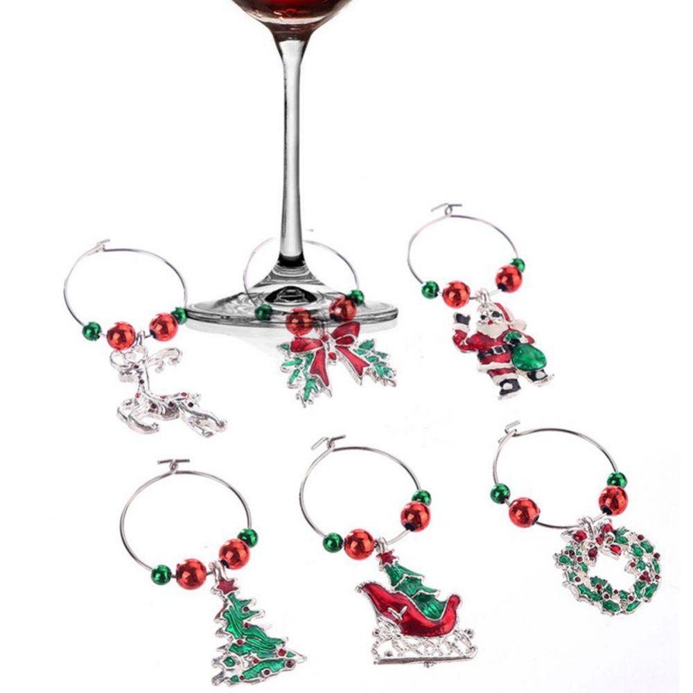 Glass Pendants Marker Xmas Christmas Decoration Christmas Pendants Wine Rings Party Accessories