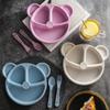 3pcs/set Bear Shape Kids Meal Set Divided Plate Children's Lunch Box Tableware Set  Toddlers