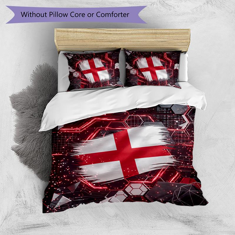 England Football Printed Bedding 3 Piece Set Cozy Breathable Bed Cover Set as Housewarming Holiday Gift