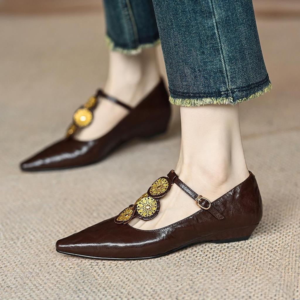 Мода Роскошь Дизайнер Рим Женская Обувь Плоские Небольшие Элегантные Туфли Лето 2024 Новые Острые Носки Модные Прогулочные Женские