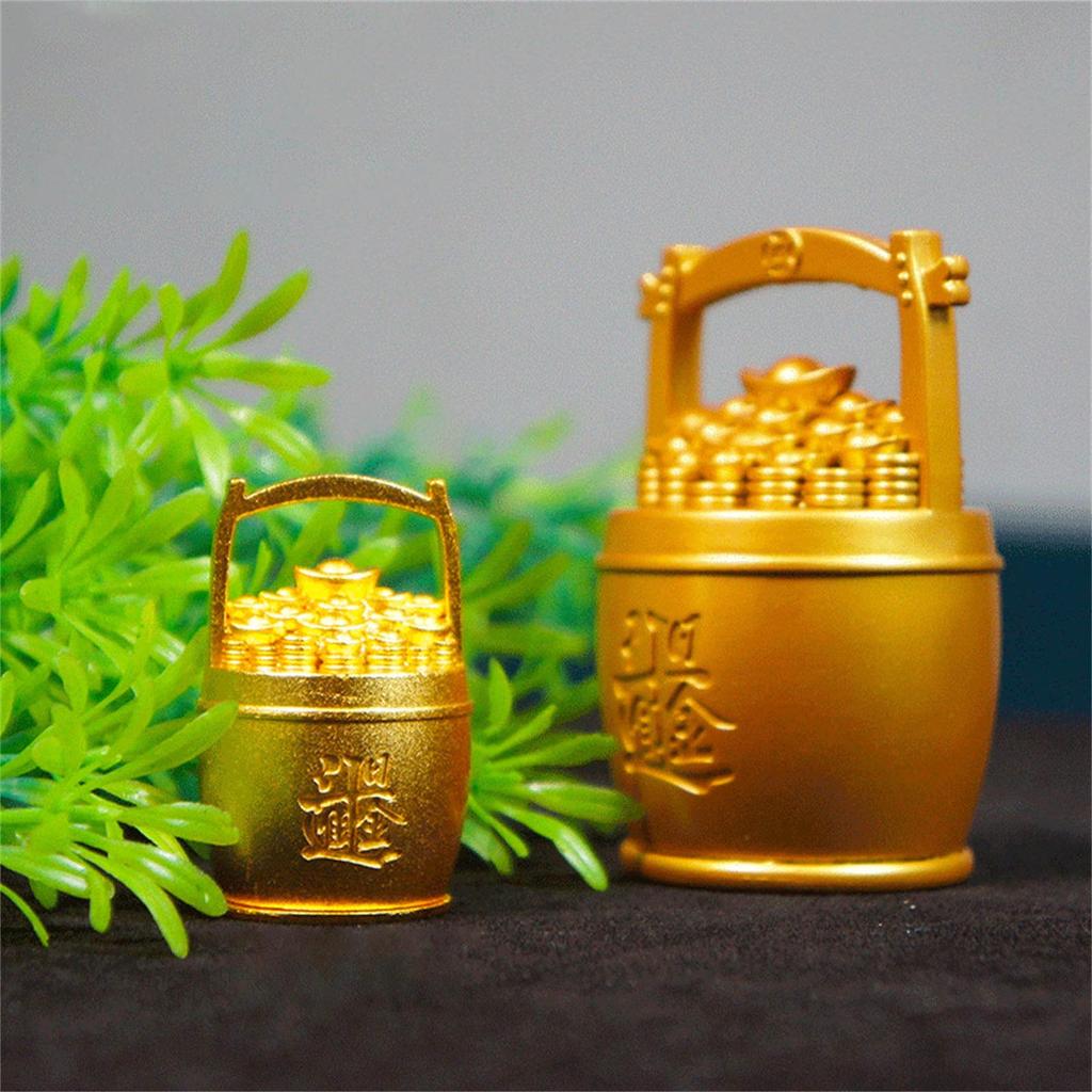 Golden Metal Sailing Ship Bucket Teapot Sculpture Chinese Fengshui Statues for Wealth and Prosperity Decorative Ornament