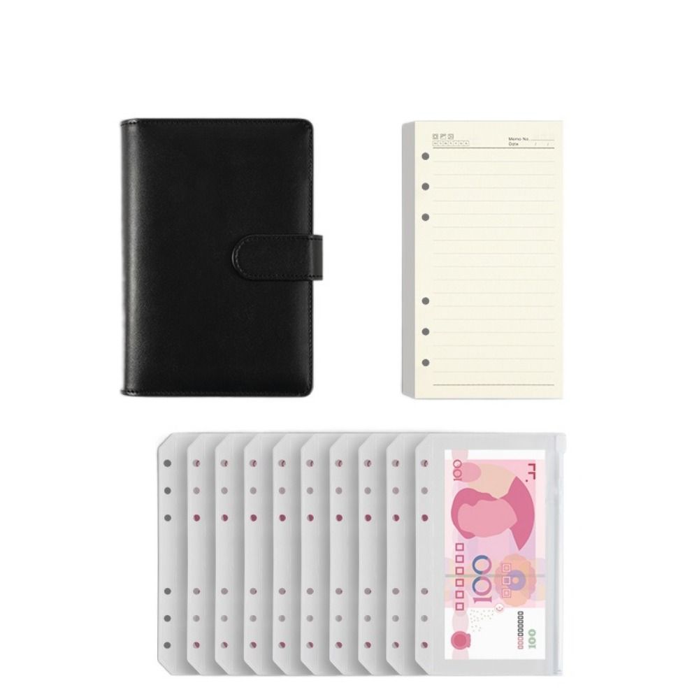 Pu Leather Saving Money Binder Macarone Color Budget Binder Loose-Leaf Notebook Savings Handbook