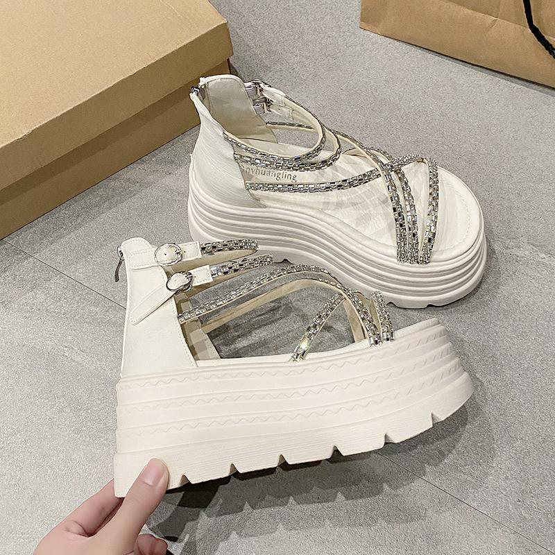 Мода 2025 Дизайнеры Женские Летние Сандалии Открытый Носок Платформа Танкетка Кроссовки Женская Повседневная Обувь Пляжные Сандалии Женские 8СМ