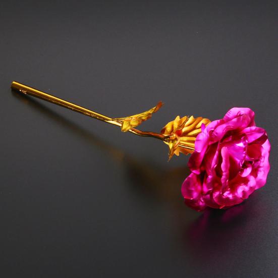 Golden-Color Foil Artificial Rose Flower Long Stem Valentine's Day Lovers Gift