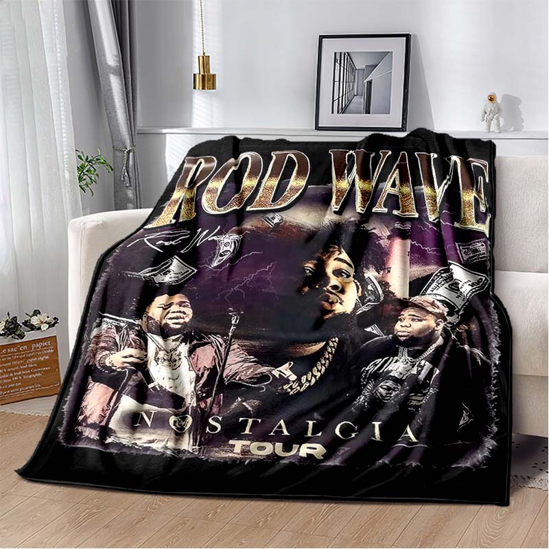 Hip Hop Rapper Blanket Rod Wave Flannel Blanket Soft Warm Throw Bedroom Decor Napping Couch Sofa Bed Chair Cover for Boys Girls