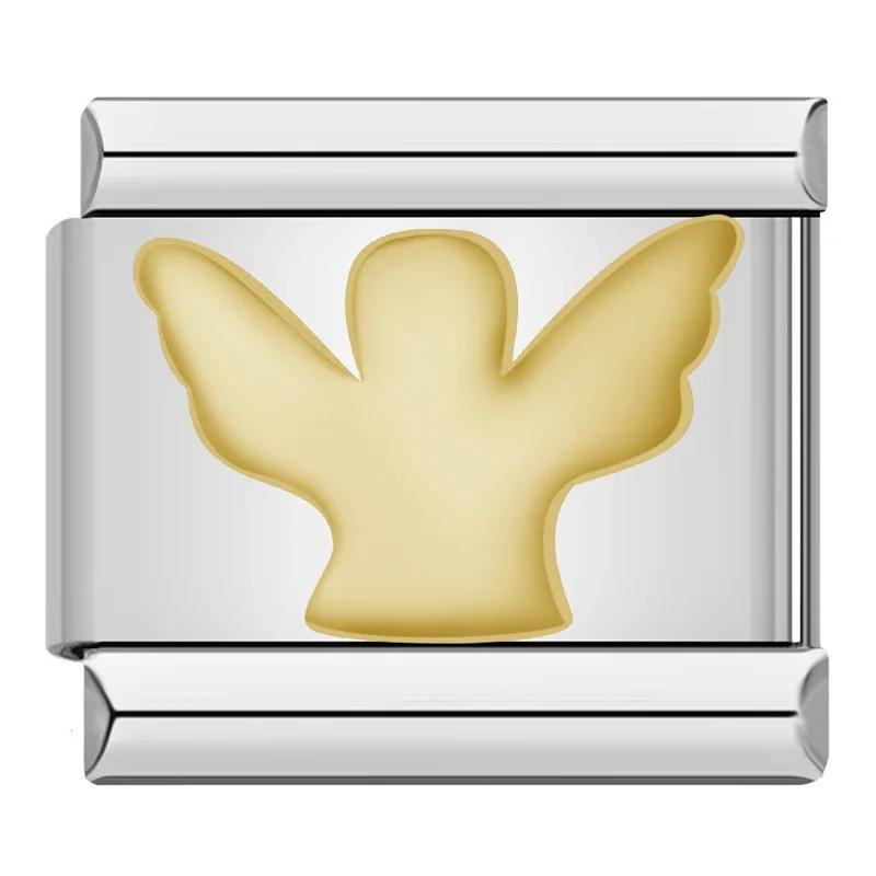 9mm Width Original Daisy Heart Flower Butterfly Cross Green Italian Charm Bracelet Stainless Steel Jewelry Making DJ001