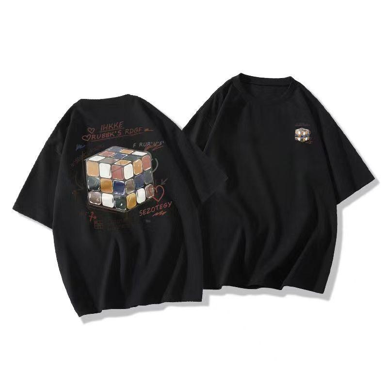 Женская хлопковая футболка с принтом больших размеров, летняя одежда для пар с короткими рукавами, повседневный свободный топ с половиной рукавов