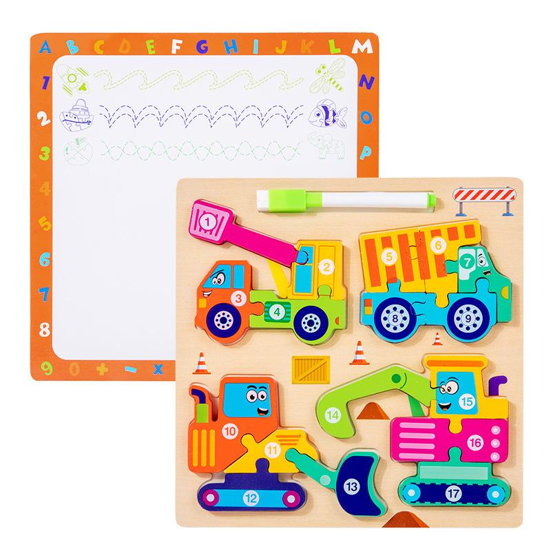 Children'S Early Education Puzzle Two-In-One Character Puzzle Drawing Board Exercise Hand-Eye Coordination Role Cognitive Toy