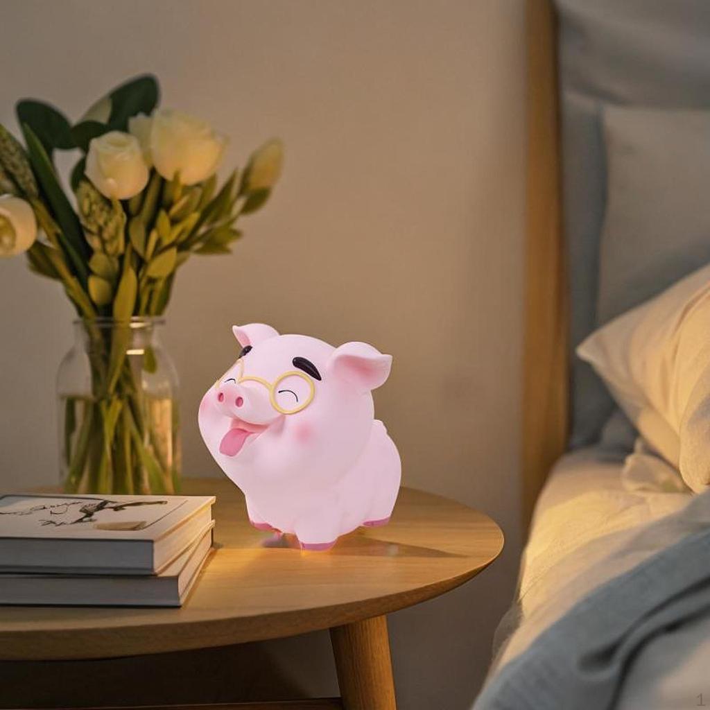 Pig Money Bank Piggy Ornament, Cute, Saving Jar Box for Tabletop Bar