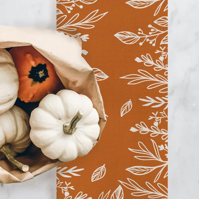 Осенний декор оранжевый обеденный стол бегун для стола стильный осенний праздник Дня благодарения интерьер фермерского дома ретро тематическая вечеринка ужин