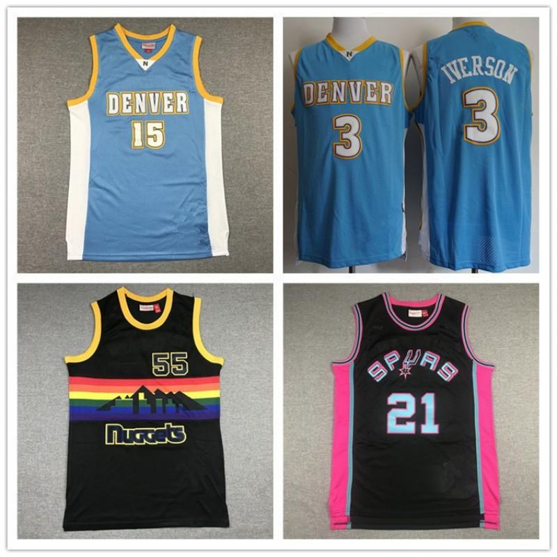 Denver Nuggets Dikembe Mutombo 55 Retro Basketball Jersey Cotton Mesh Embroidered NBA Fan Wear
