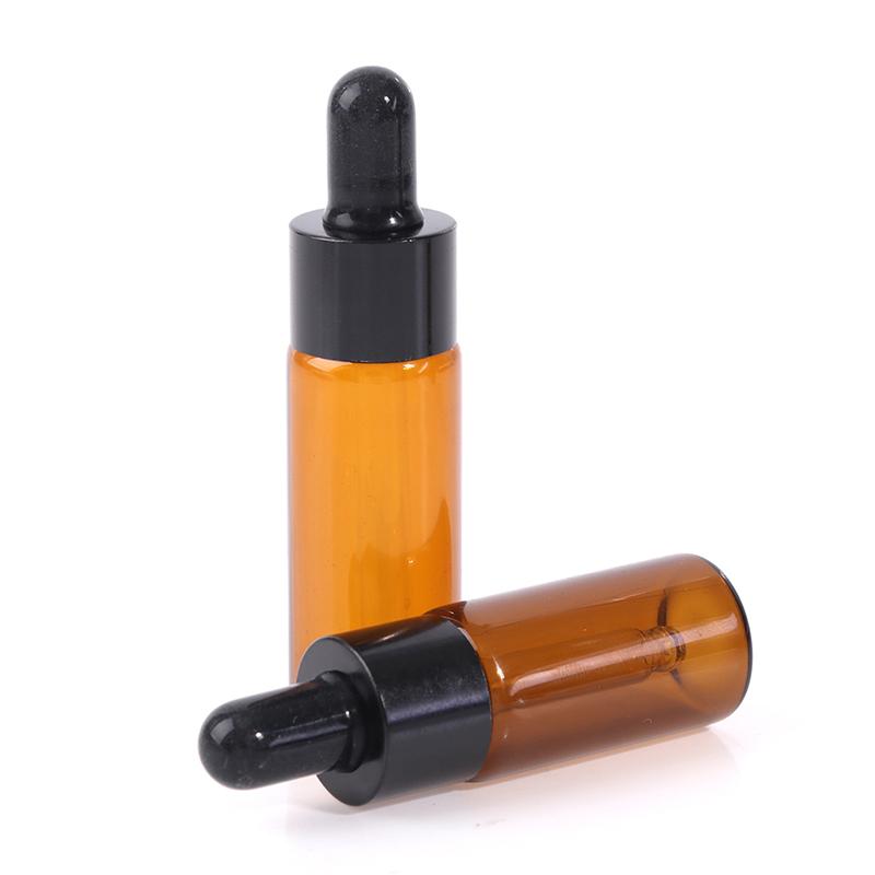 5 шт./лот, янтарные стеклянные пипетки, баночки для косметических духов, флаконы с эфирным маслом