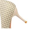 European and American Thin Heel Shallow Mouth Pointed Cloth Plaid Thousand Bird Check Metal Chain Pearl High Heel Shoes
