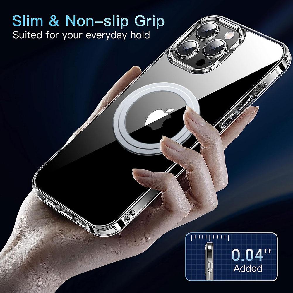 For iPhone 14 Pro Clear Phone Case TPU+PC Magnetic Cover Compatible with MagSafe