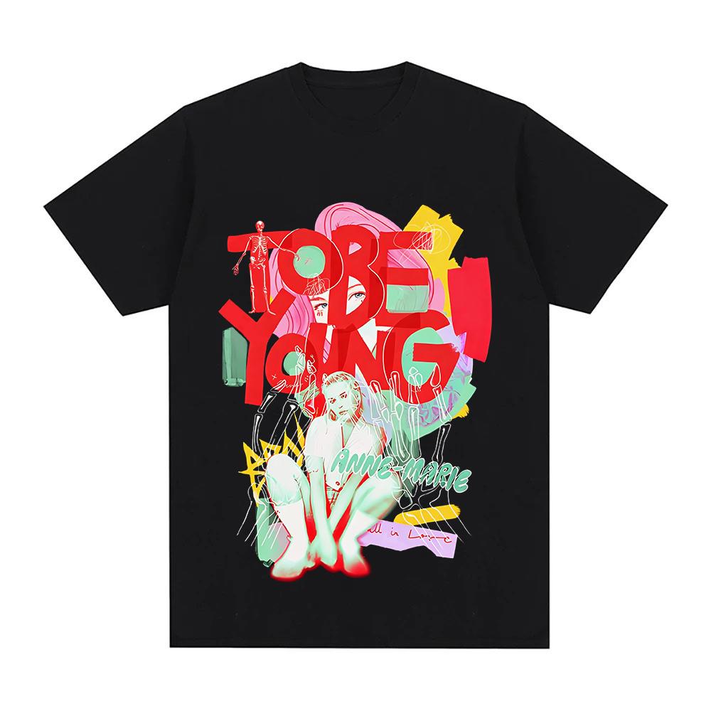Футболка Anne-Marie Модный Графический Принт Camisetas Удобный Хлопок Футболки с Круглым Вырезом Женская/Мужская Летняя Одежда с Коротким Рукавом