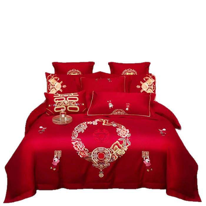 Роскошный хлопковый свадебный комплект постельного белья с вышивкой - Четыре предмета