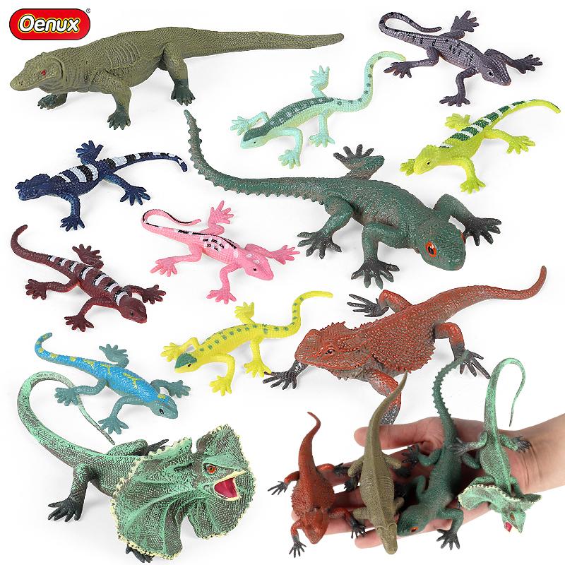 Oenux 12pcs Wild Reptile Insect Animals Model Umbrella Lizard Action Figures Figurine Miniature Collection Halloween Kid Toy