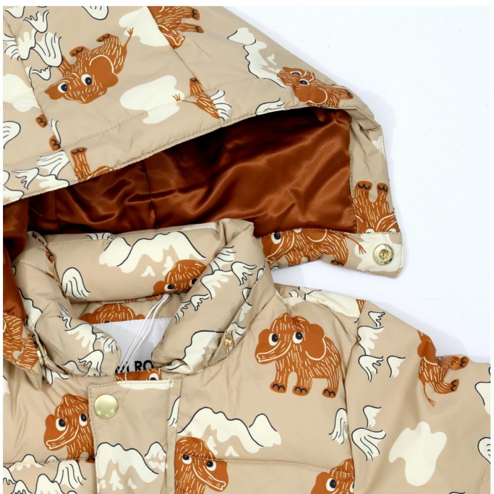 Mini Rodini Kids Jacket Hooded Puffer Mammoths Aop 2571011413