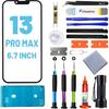 Для замены экрана iPhone 13 Pro Max, Замена стекла для iPhone 13 Pro Max 6,7 дюйма, Набор для ремонта экрана с водостойким клеем(БЕЗ OLED &