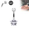 Fine Jewelry Navel Ring F136 Titanium Internal Thread Round/Square/Star/Heart CZ Belly Button Rings Piercing Body Jewelry