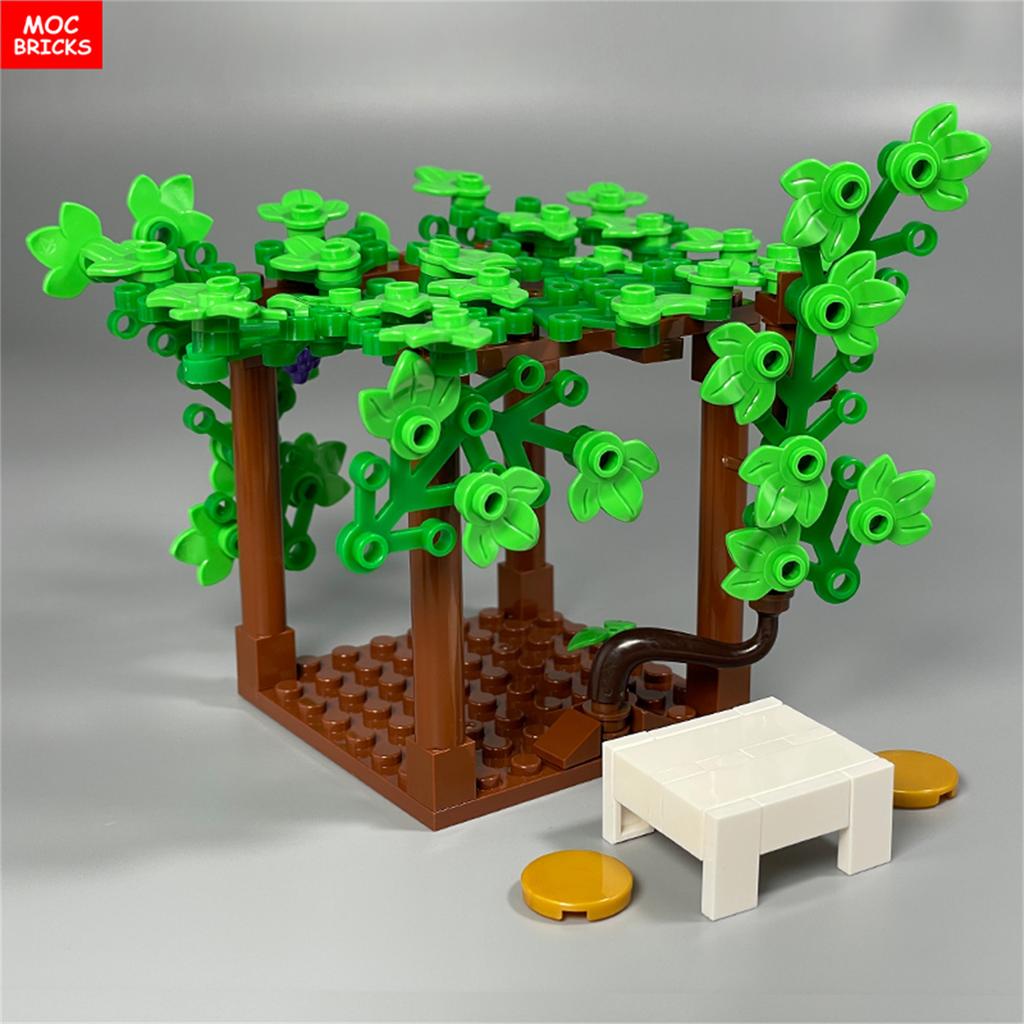 MOC Bricks Square Grape Trellis City Farm Vineyard Garden Scene Accessories Educational Building Blocks Model Kids Toys Gifts